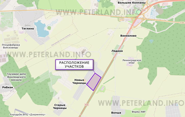 сельхозземли в Гатчинском районе около Киевского шоссе М20 Р23