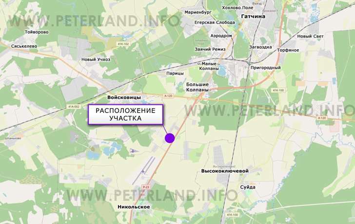 расположение участка около Киевского шоссе