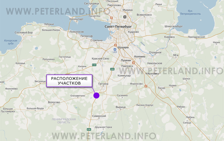 с/х участок около Киевского шоссе в Гатчинском районе на карте