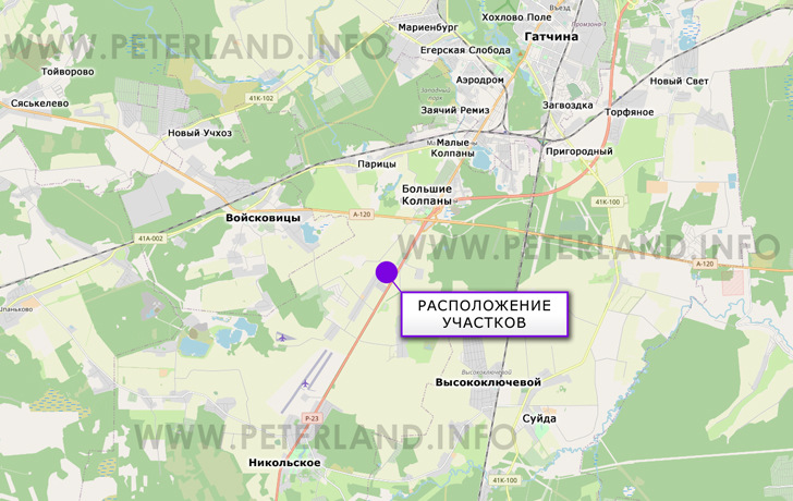 расположение с/х участка около Киевского шоссе