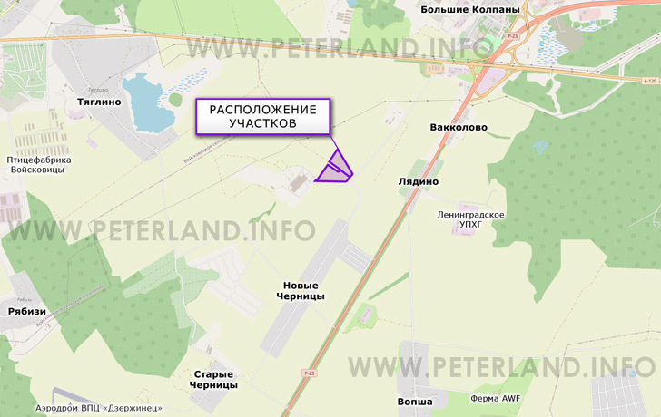 земельные участки около фермы ЗАО Гатчинское