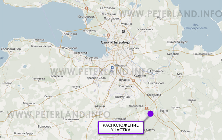 участок с/х в Тосненском районе на карте