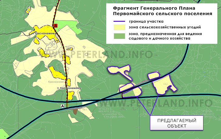 массив на генплане Краснознаменка Ольшаники