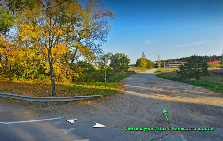 фото съезда к участкам с Киевского шоссе М20 Р23