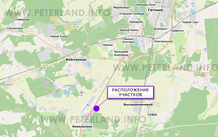 расположение с/х земли в Никольское на Киевском шоссе