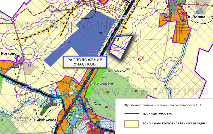 участок на Генплане Большеколпанского СП