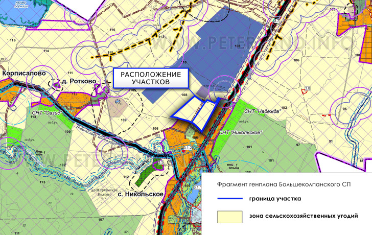 земля на Генплане Большеколпанского СП