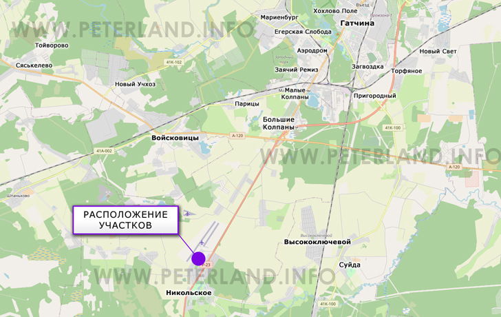 расположение земельного участка в с.Никольское Гатчинский район