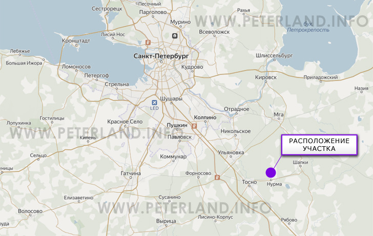 участок под дачное строительство в Тосненском районе на карте