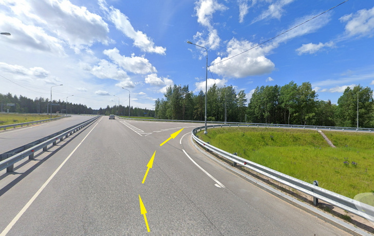 съезд к участку с развязки Огоньки