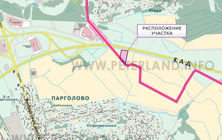 ситуационный план расположения участка около КАД