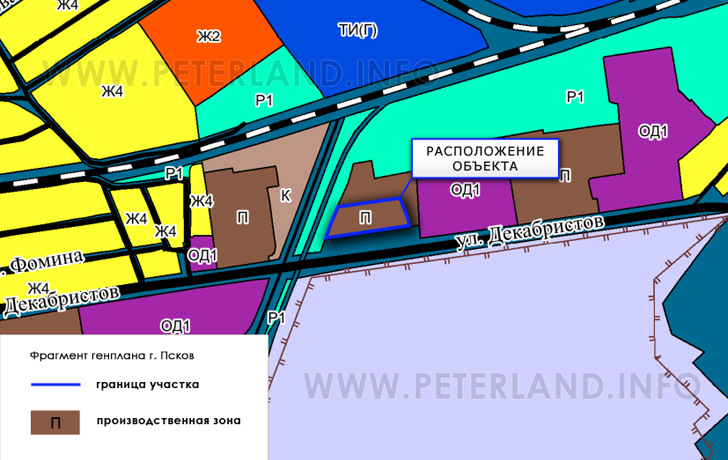 расположение участка на Геплане г.Псков