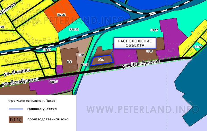 промышленный участок на ПЗЗ Пскова