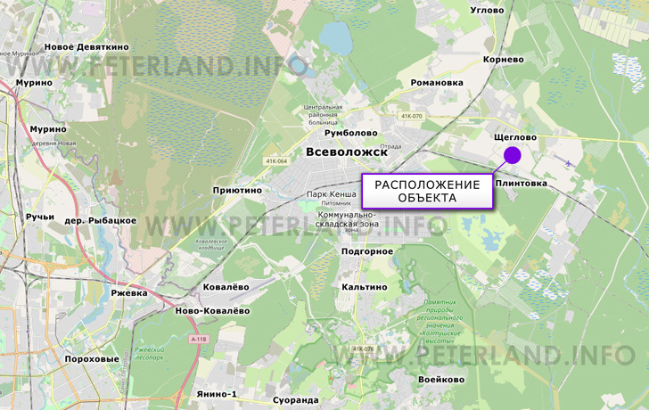 расположение участков в Щеглово около Всеволожска