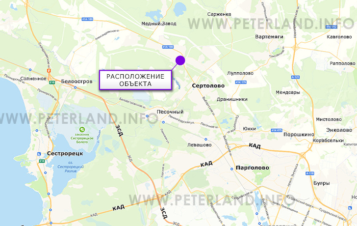 расположение промышленного объекта в Сертолово