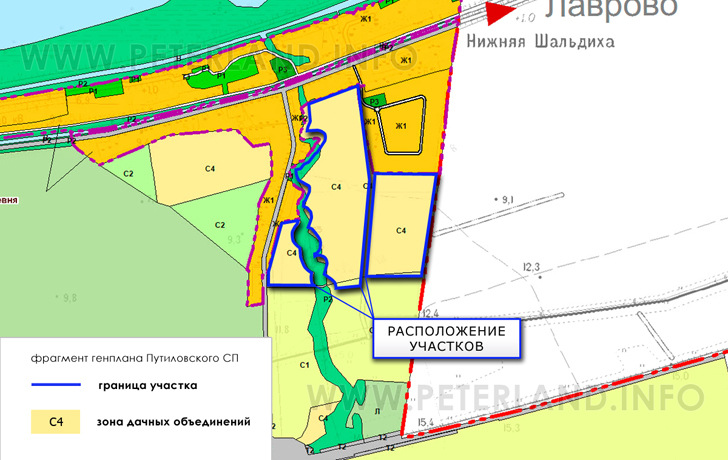 земельные участки на Генплане Путиловского СП