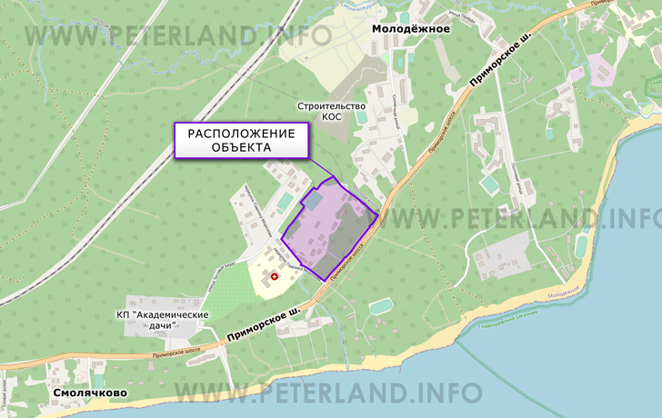 расположение участка и базы отдыха в Курортном районе