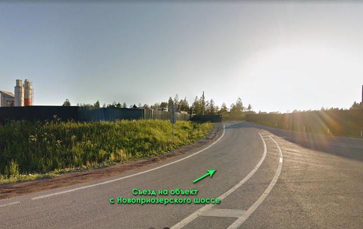 съезд на участки с Новоприозерского шоссе